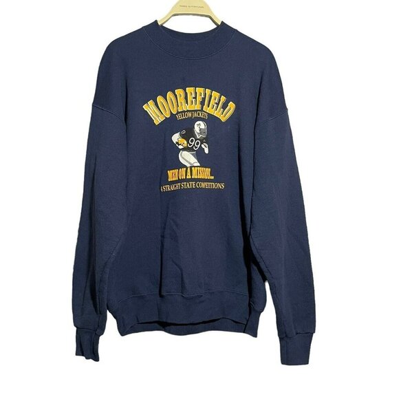 Moorefield Yellowjacket WV Football Sweatshirt Fleece Men Size L 90s Souvenir - Picture 1 of 10